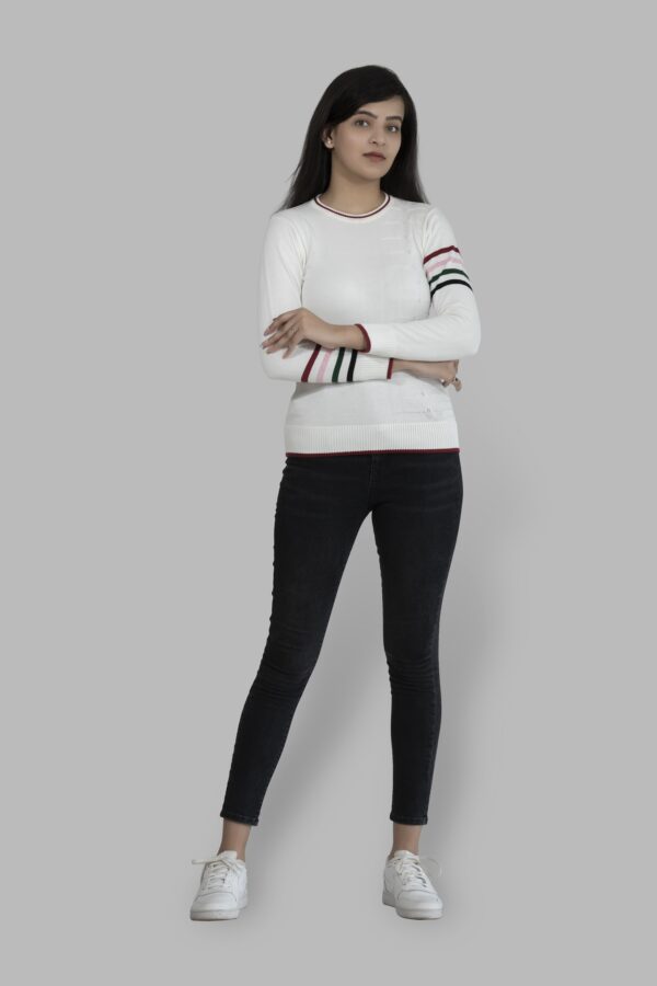 KALPANA Mix and matched sleeve round neck pullover with self design - Image 2
