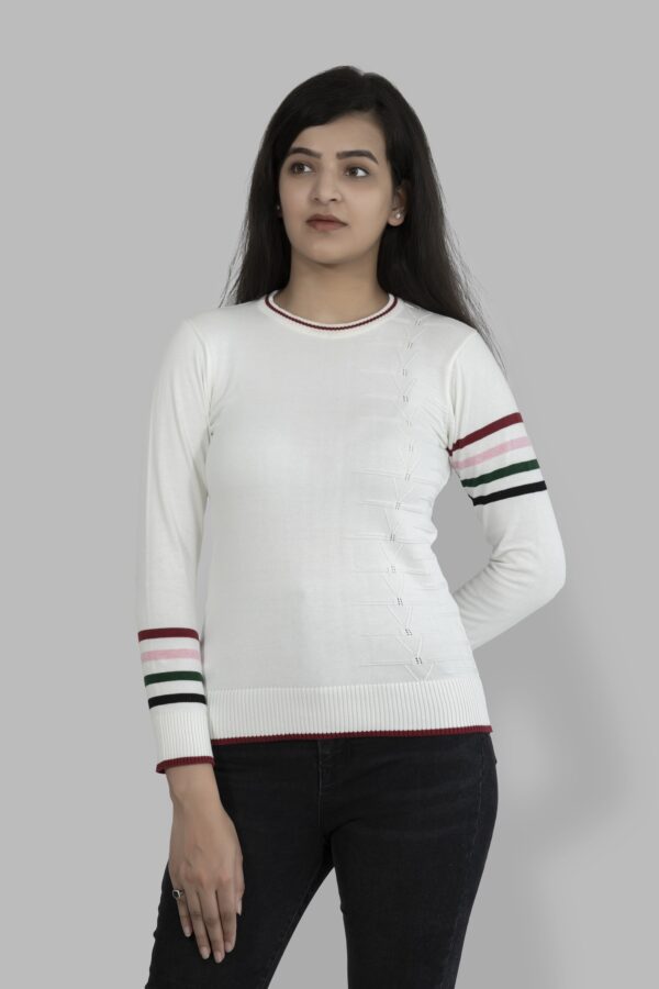 KALPANA Mix and matched sleeve round neck pullover with self design - Image 4
