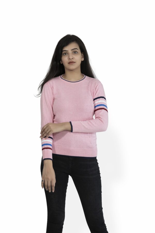 KALPANA Mix and matched sleeve round neck pullover with self design - Image 6