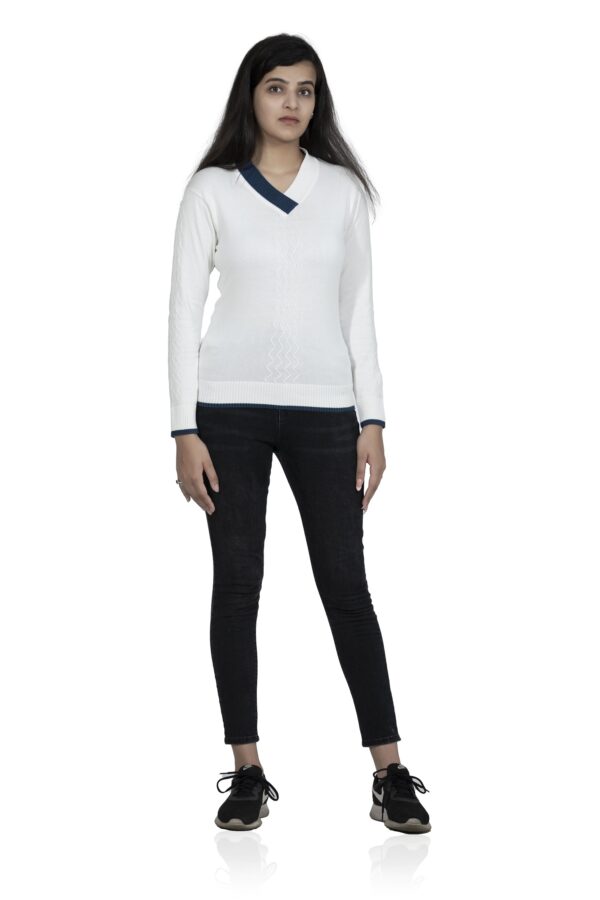 KALPANA V-neck in double colour with self design pullover - Image 2