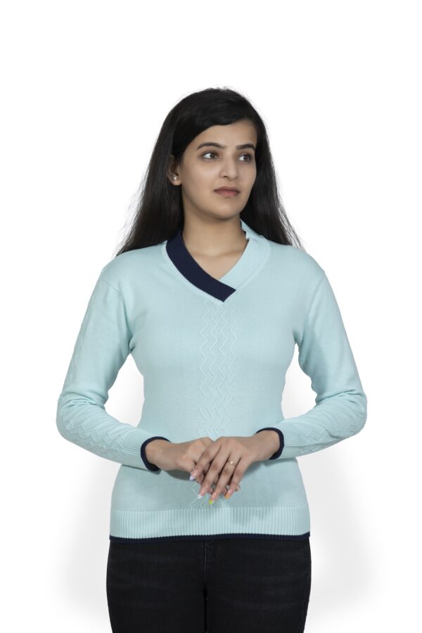 KALPANA V-neck in double colour with self design pullover - Image 6