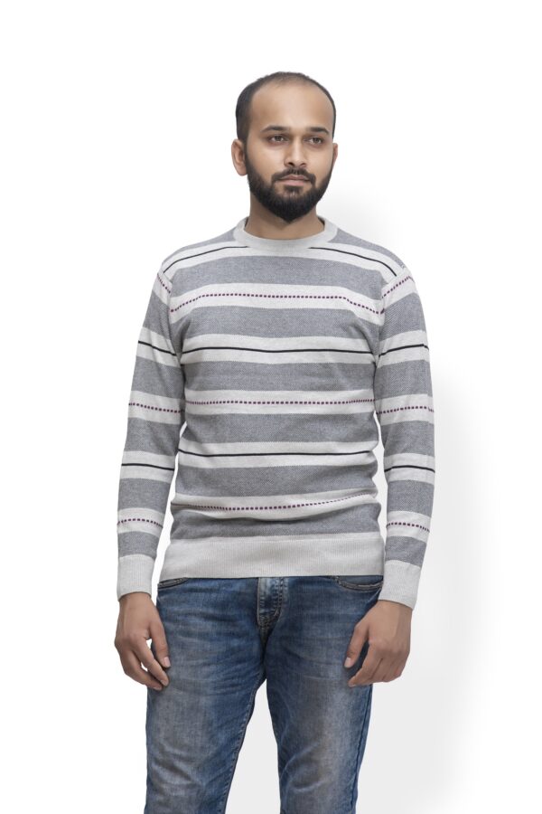 BRATS Round neck pullover with jacquard stripe - Image 3