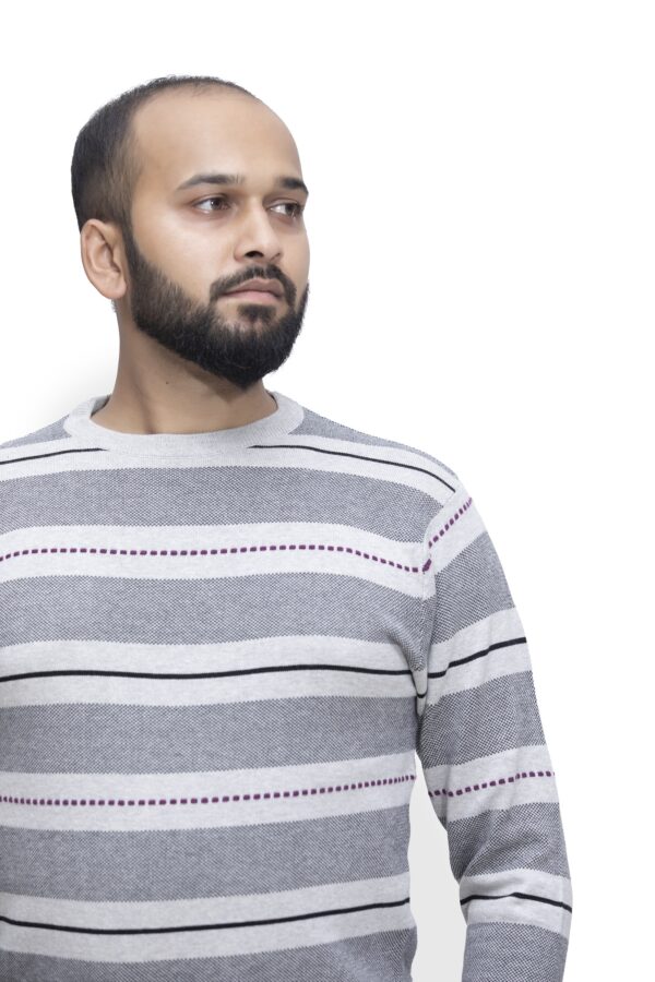 BRATS Round neck pullover with jacquard stripe - Image 4